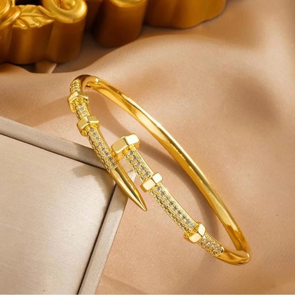Gold Nail Head Bangle Bracelet